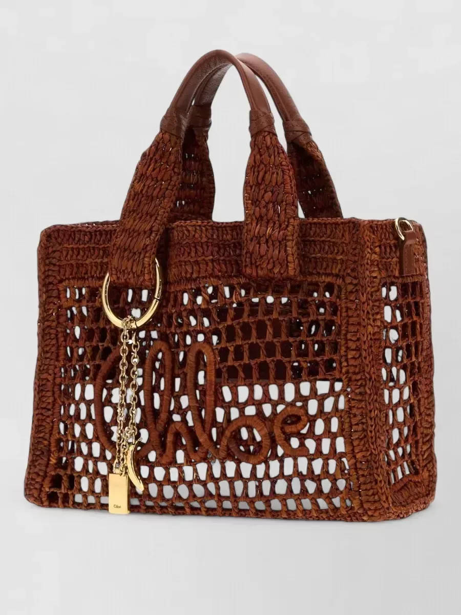 Chloé Crochet Raffia Tote in Braun, Foto 2