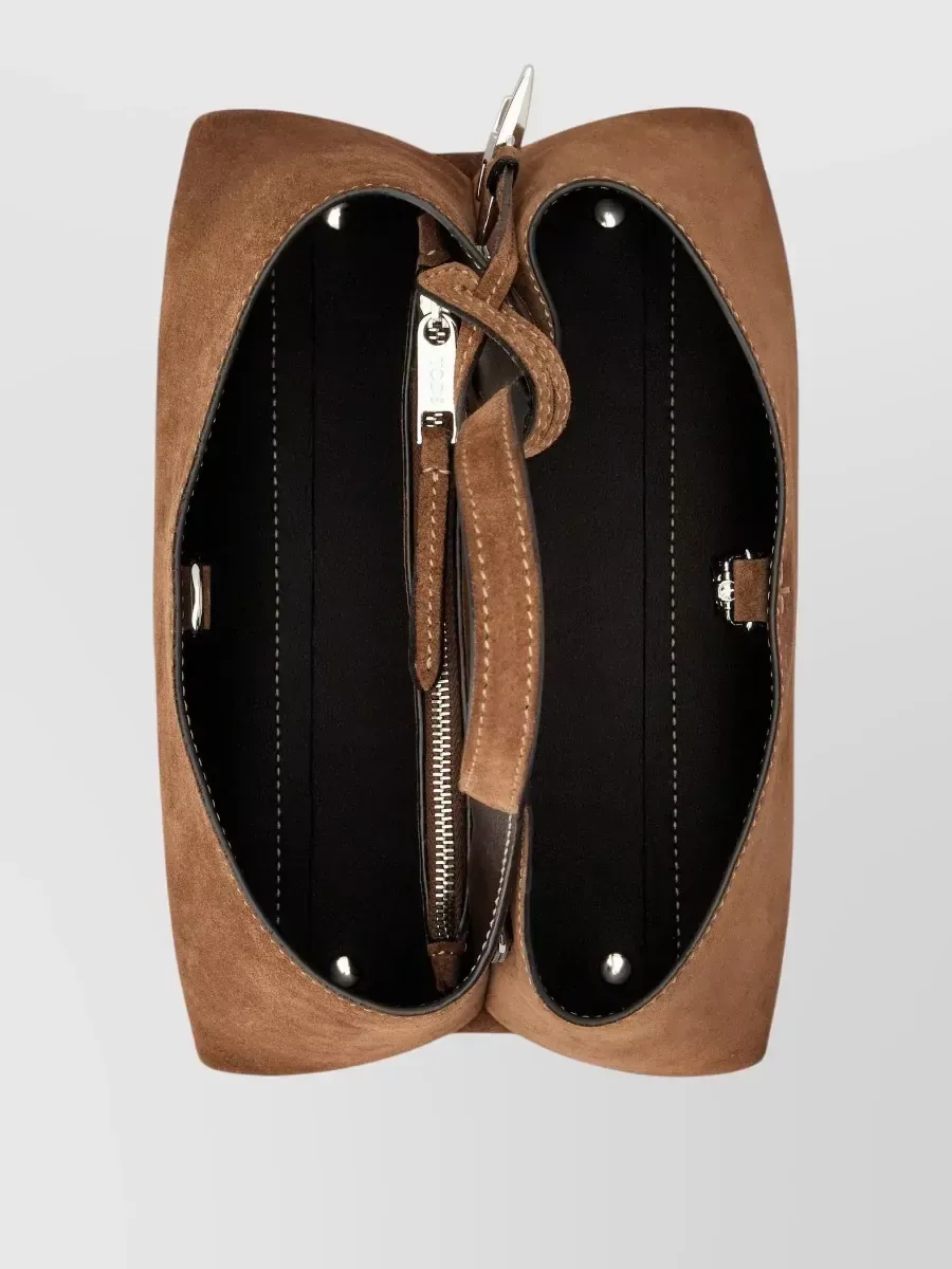 Micro cabas Tod's T Timeless en daim marron, photo 3