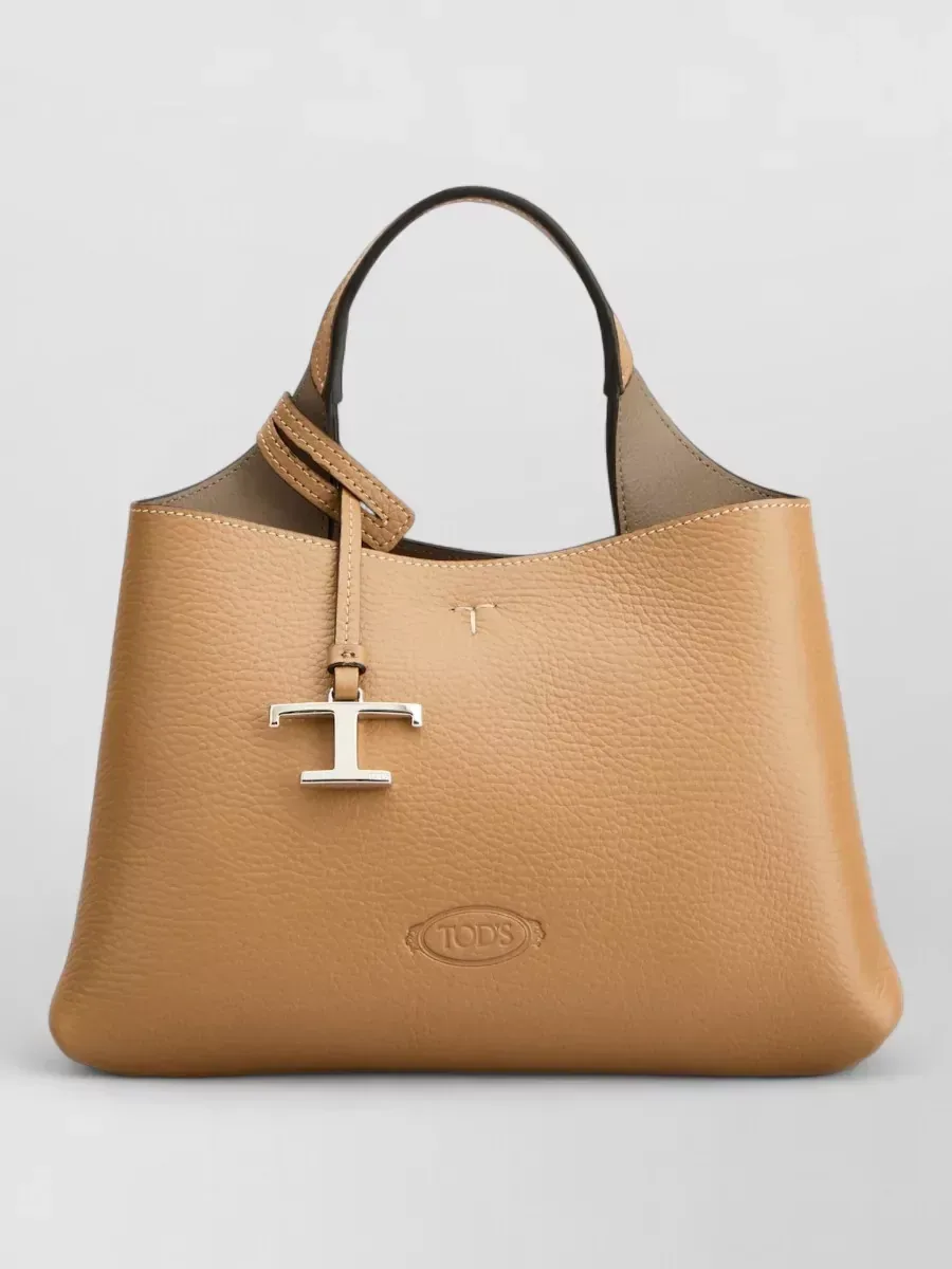 Micro cabas Tod's T Timeless en daim fauve, photo 1