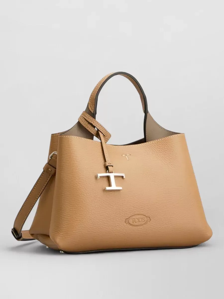 Micro cabas Tod's T Timeless en daim fauve, photo 2