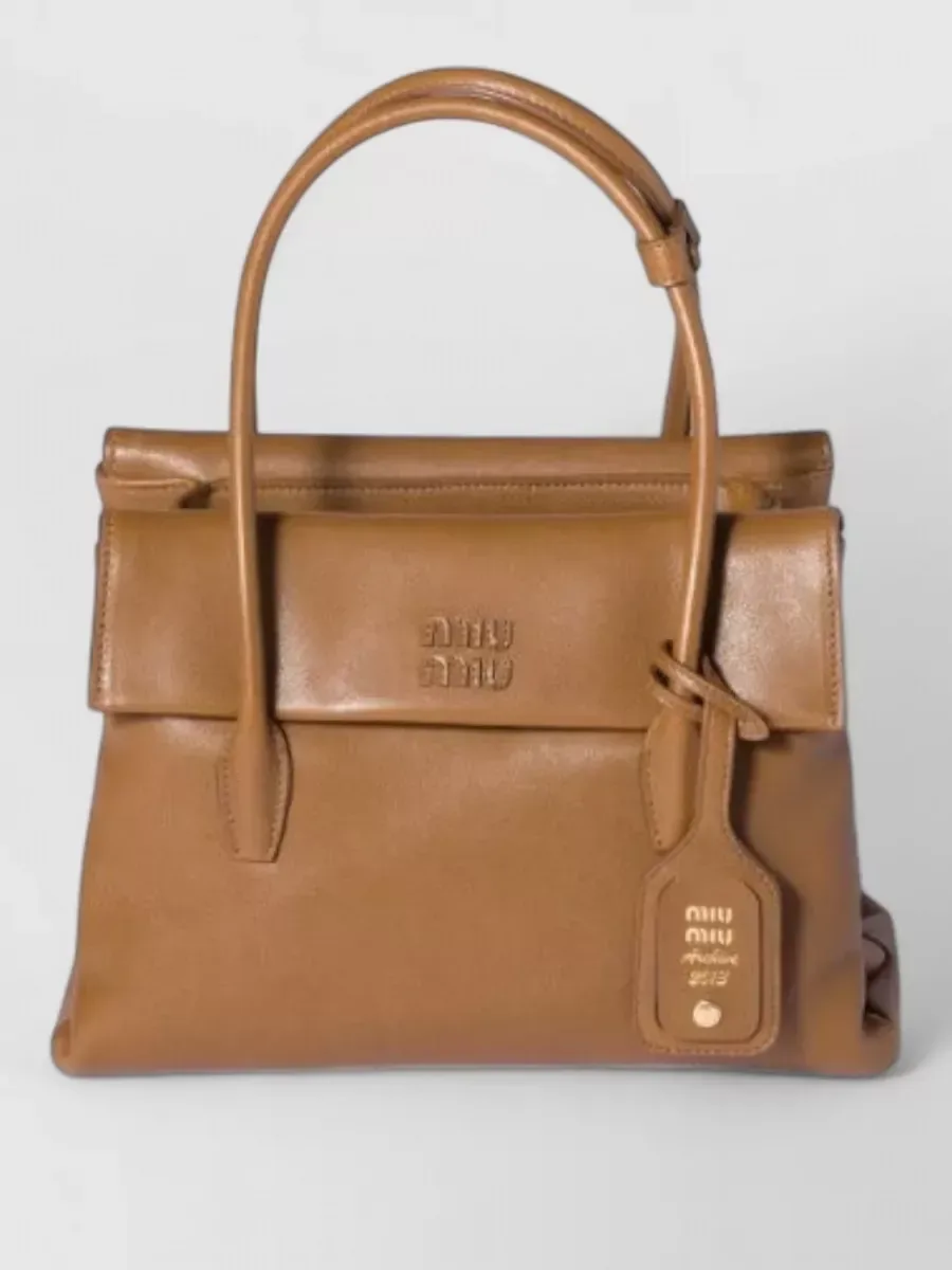 Miu Miu Lambskin Flap Tote in Brown, photo 1
