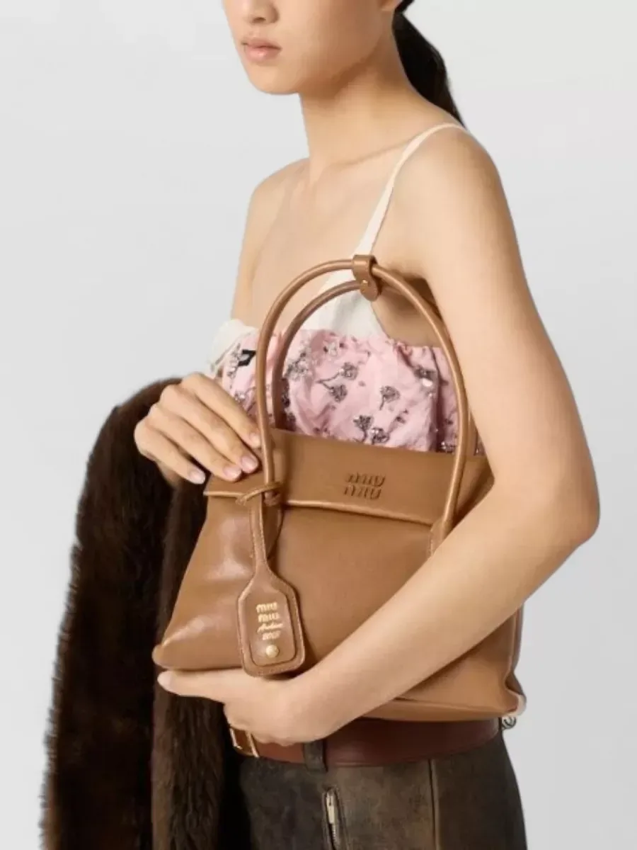 Miu Miu Lambskin Flap Tote in Brown, photo 2