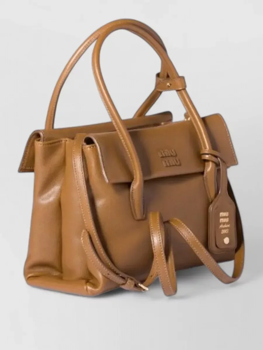 Miu Miu Lambskin Flap Tote in Brown, photo 3