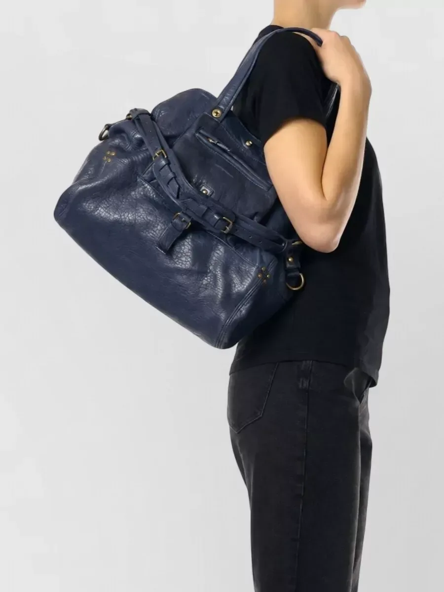 حقيبة Jérôme Dreyfuss Lambskin Tote بلون أزرق، الصورة 2