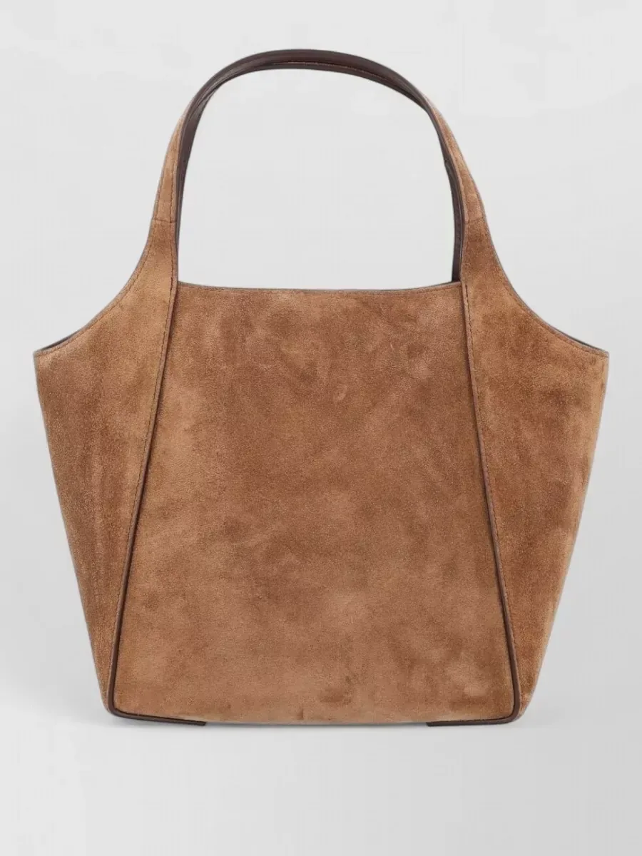 Petit cabas Brunello Cucinelli marron en daim, photo 1