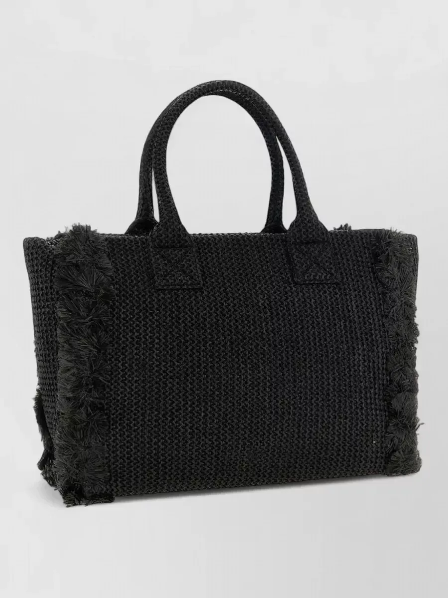 Cabas Pinko noir effet raphia, photo 2