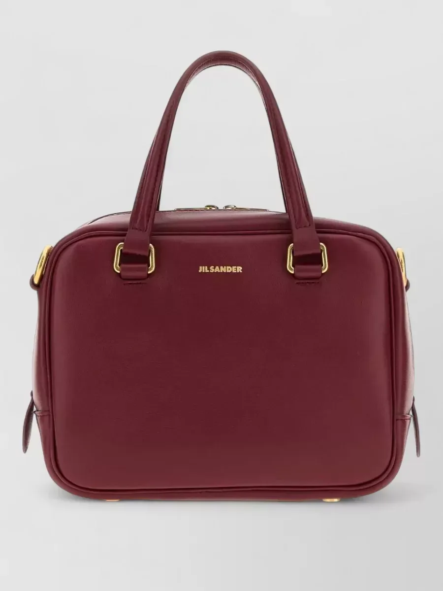 Petit cabas Jil Sander bordeaux en cuir, photo 1