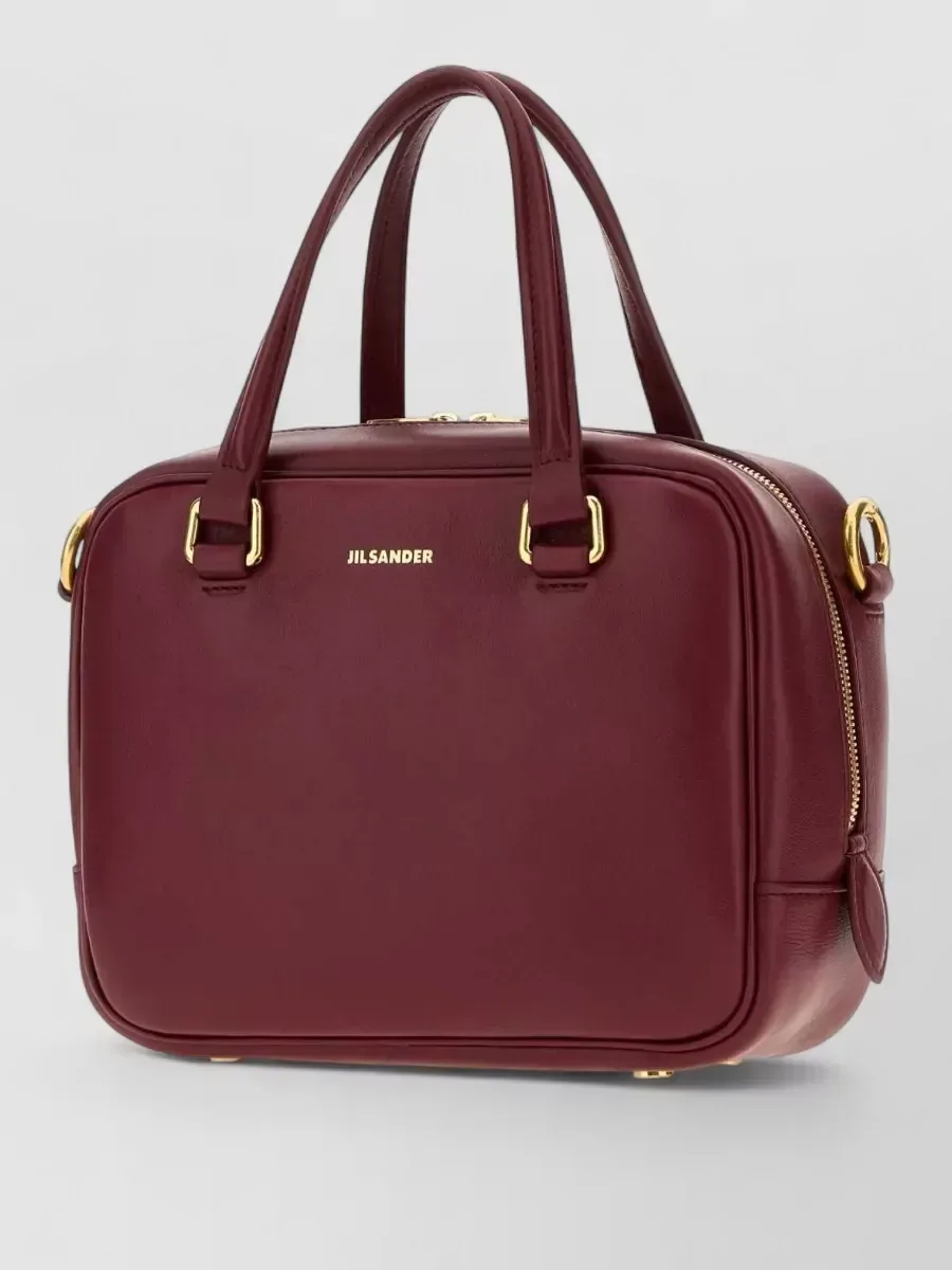 Petit cabas Jil Sander bordeaux en cuir, photo 2