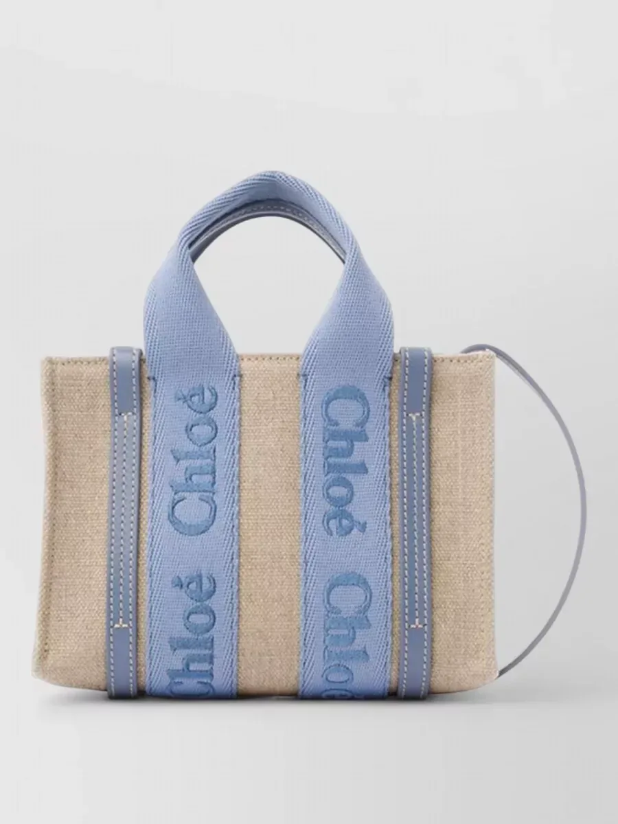 حقيبة توت Chloé Woody Mini باللون البيج، صورة 1