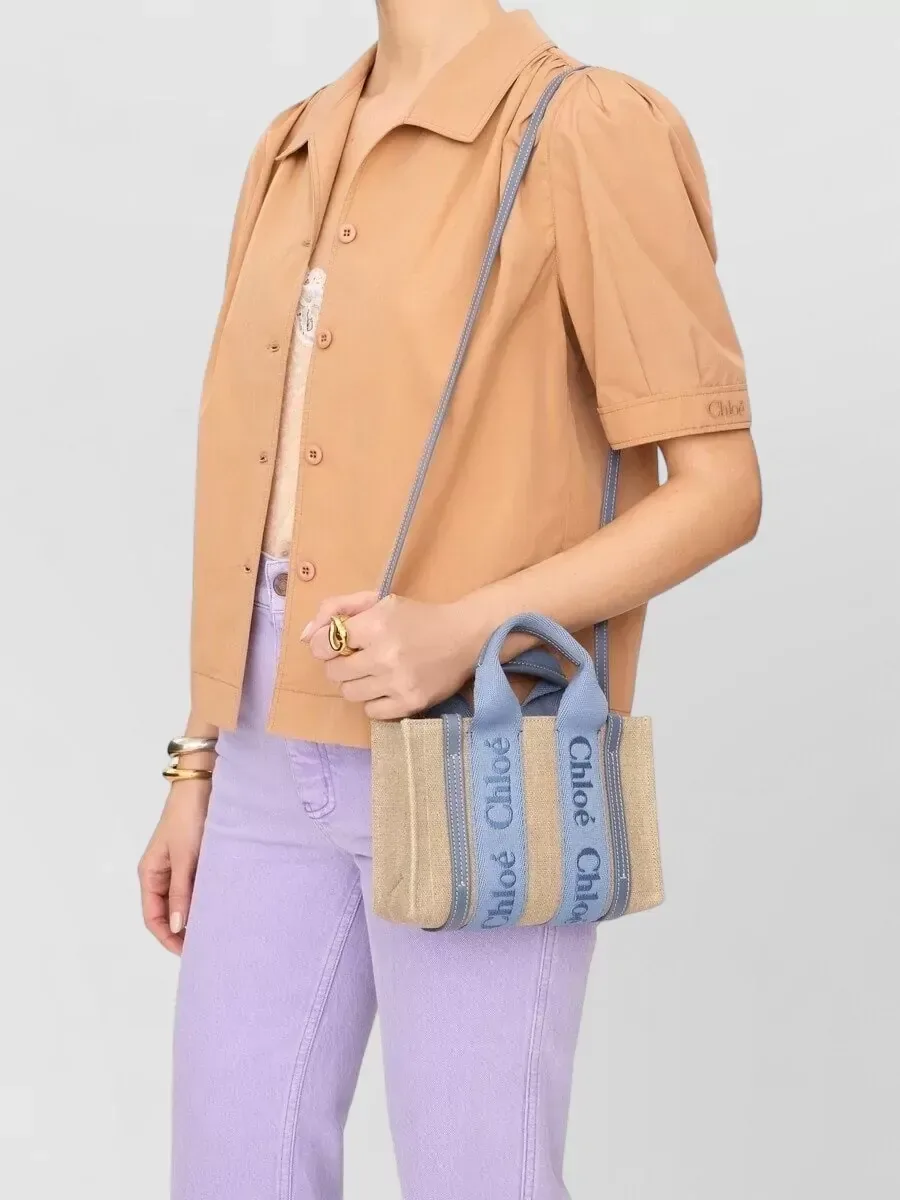 حقيبة توت Chloé Woody Mini باللون البيج، صورة 2