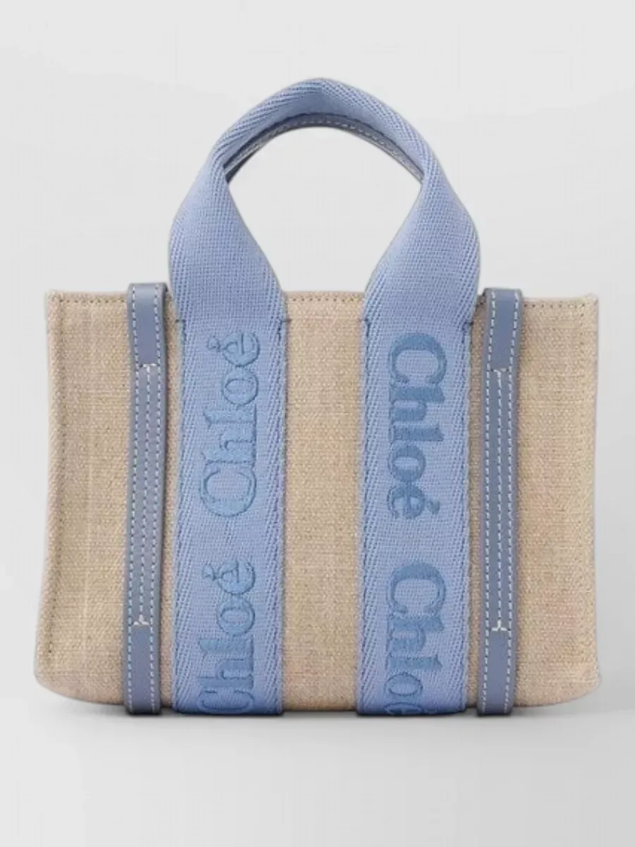حقيبة توت Chloé Woody Mini باللون البيج، صورة 3