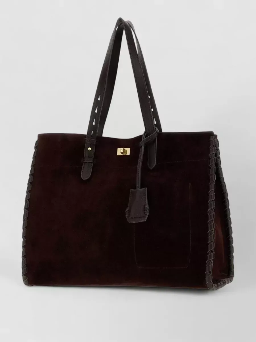 Anya Hindmarch Braided Suede Tote in Dark Purple, photo 1