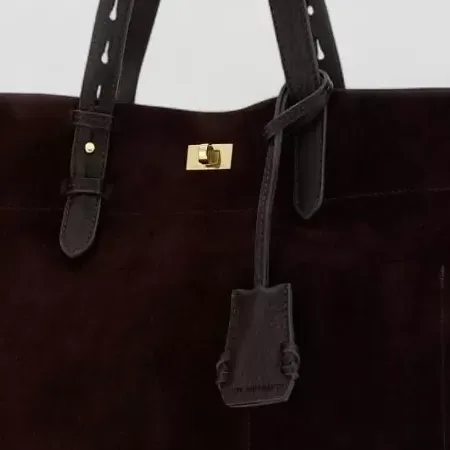 Anya Hindmarch Braided Suede Tote in Dark Purple, detail