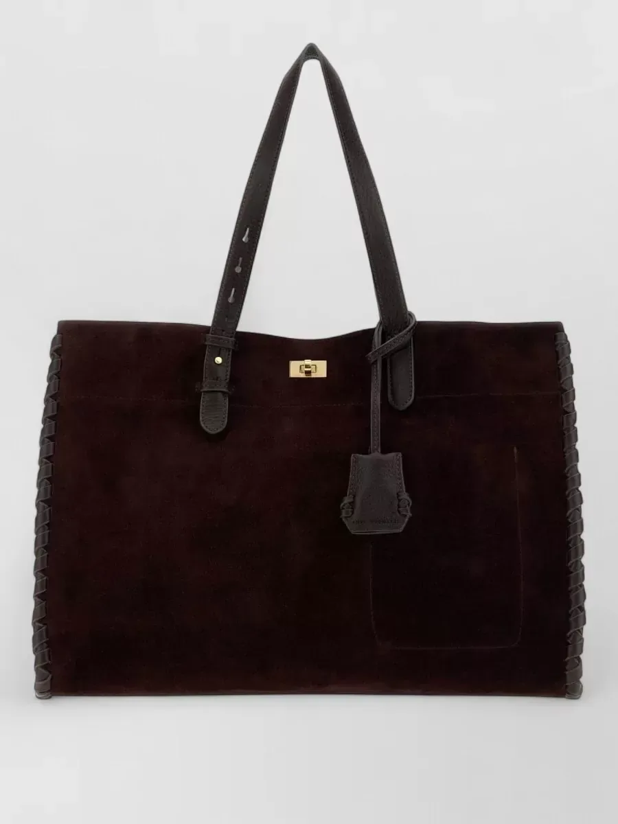 Anya Hindmarch Braided Suede Tote in Dark Purple, photo 2