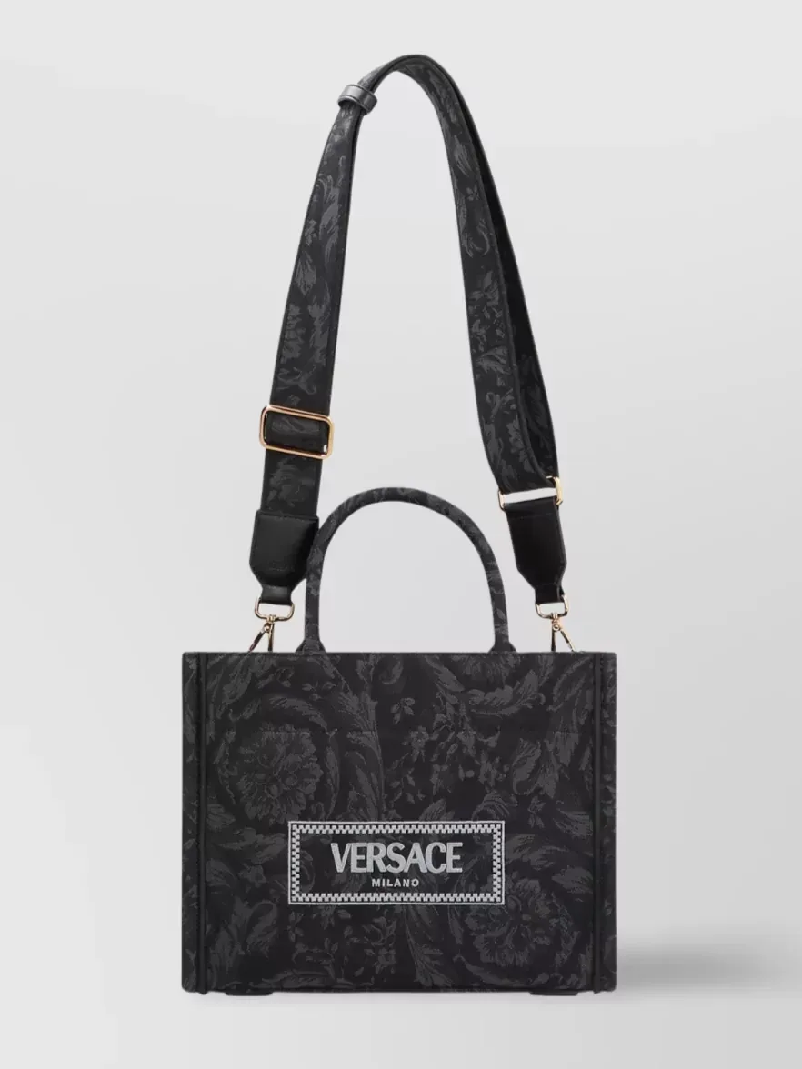 Versace Barocco Canvas Tote in Black, photo 3