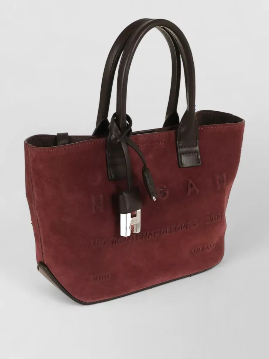 Mini cabas Hogan en daim bordeaux, photo 2