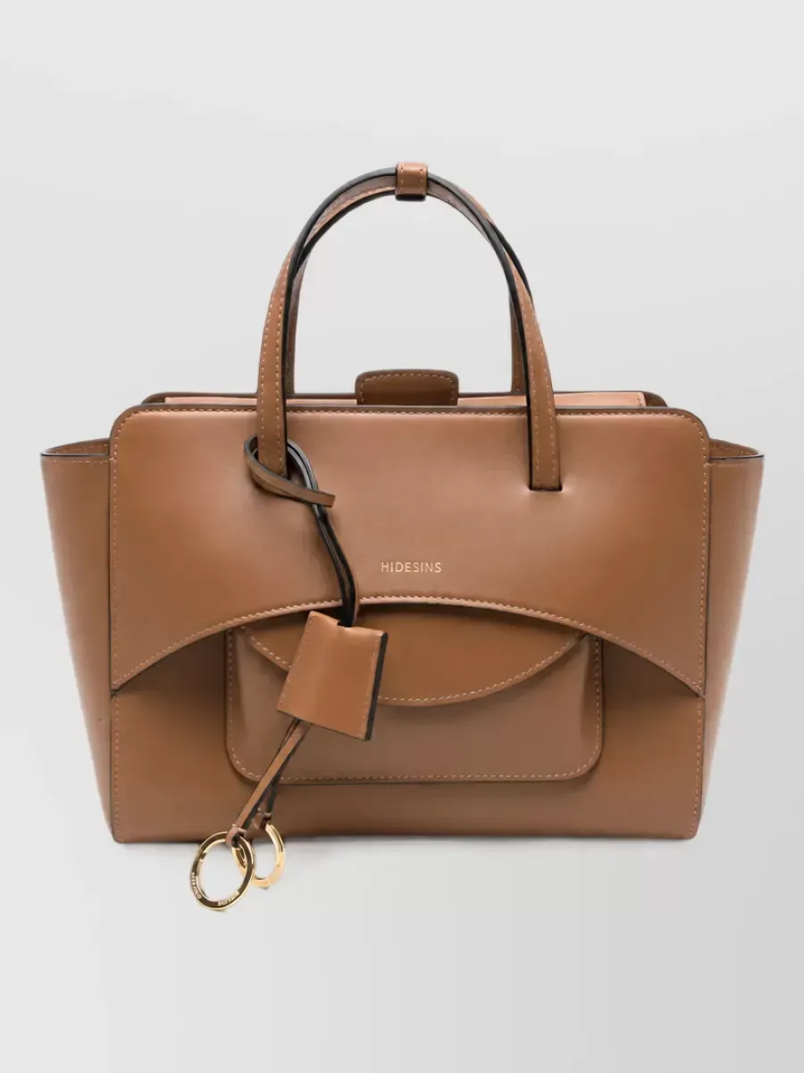Hidesins Contrast Stitch Leather Tote em Castanho, foto 1