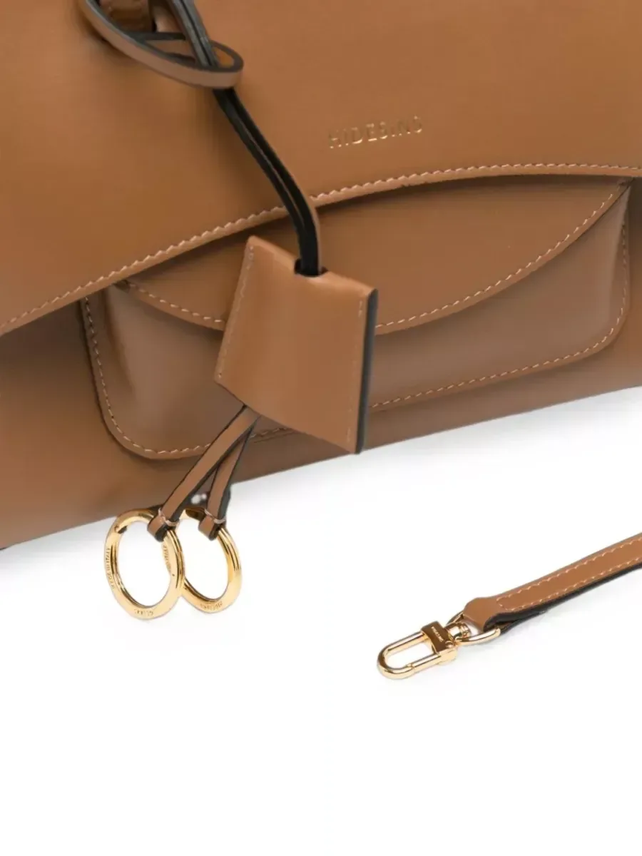 Hidesins Contrast Stitch Leather Tote em Castanho, foto 4
