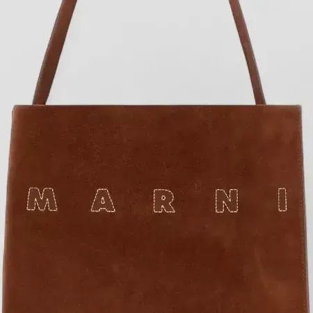 Petit cabas Marni Museo marron, détail