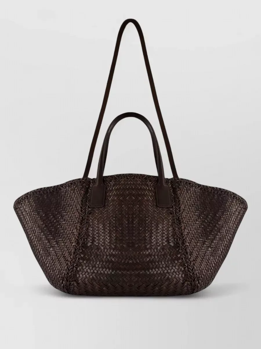 Dragon Diffusion Woven Leather Tote in Dark Brown, photo 1