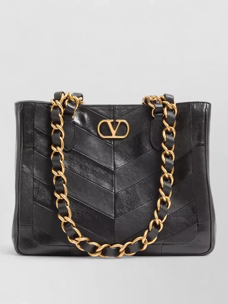 Valentino Garavani Small Chevron Tote in Black, photo 1