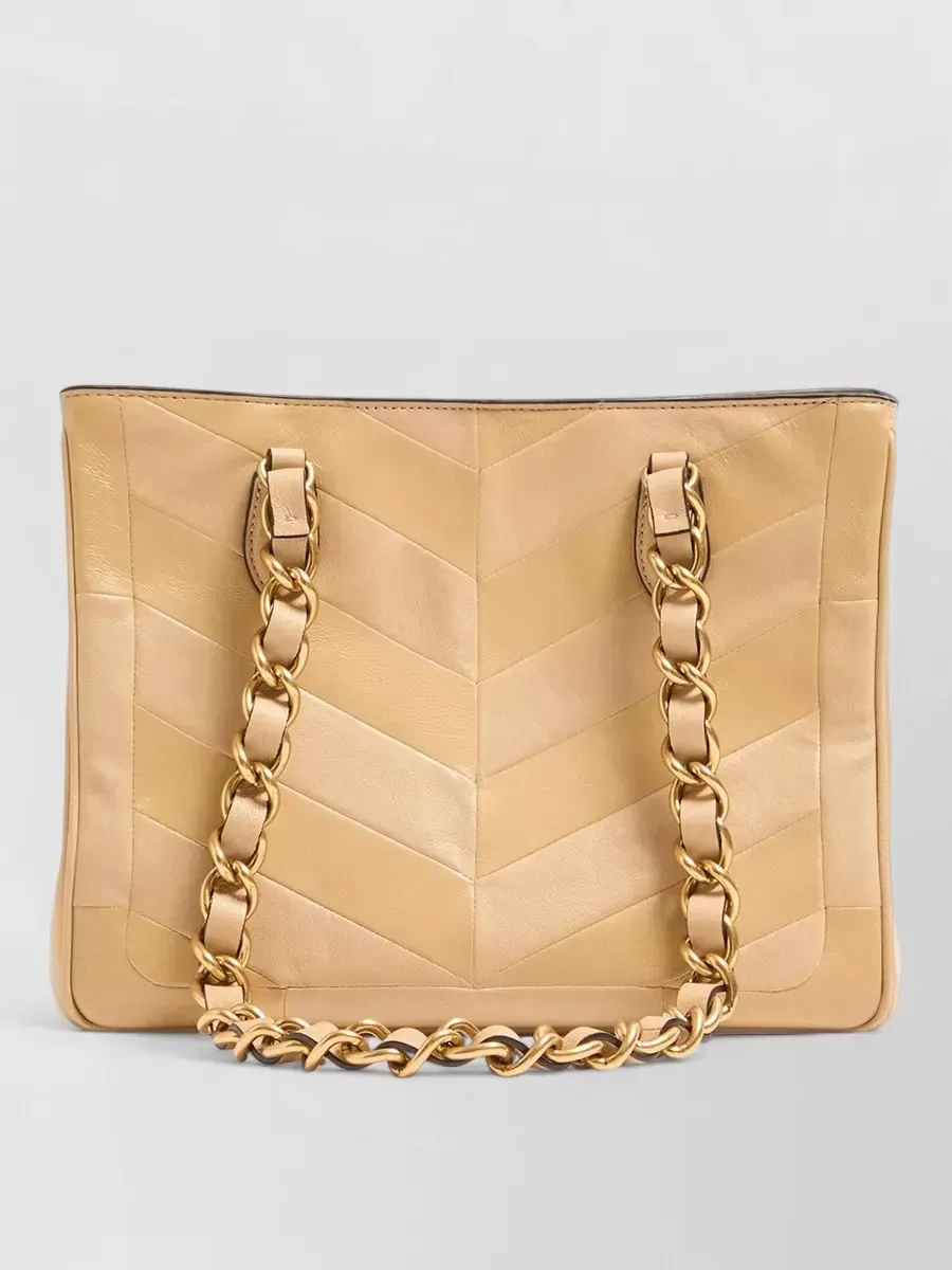 Valentino Garavani Small Chevron Tote in Gold, photo 2