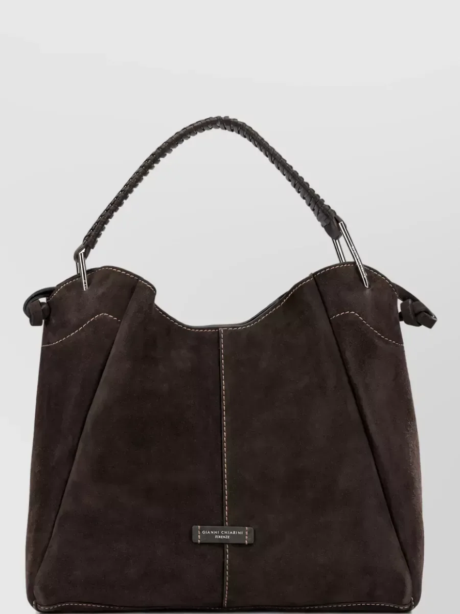 Gianni Chiarini Tote Bag mit geflochtenem Henkel in Braun, Foto 1