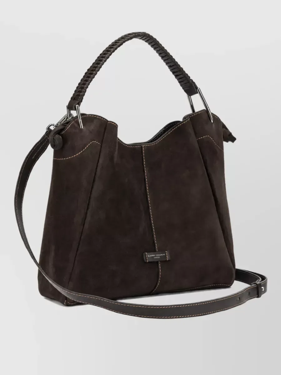 Gianni Chiarini Tote Bag mit geflochtenem Henkel in Braun, Foto 3