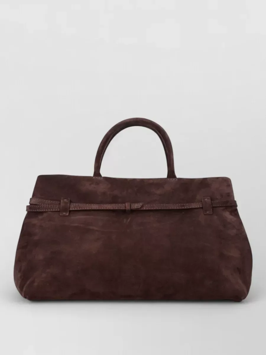 Manu Atelier Structured Leather Tote in Brown, photo 1
