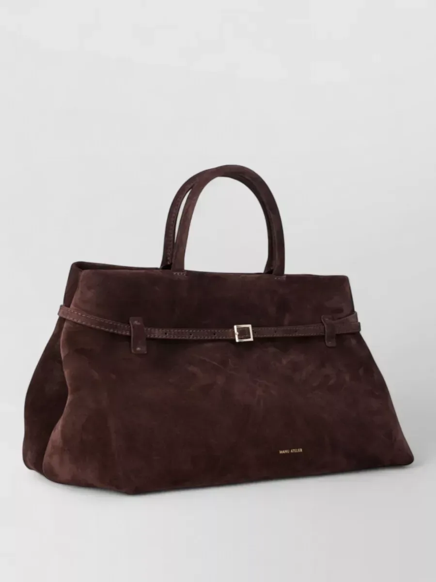 Manu Atelier Structured Leather Tote in Brown, photo 2