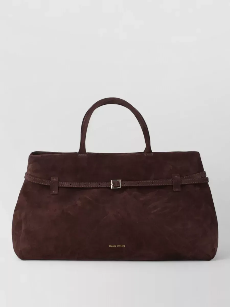 Manu Atelier Structured Leather Tote in Brown, photo 3