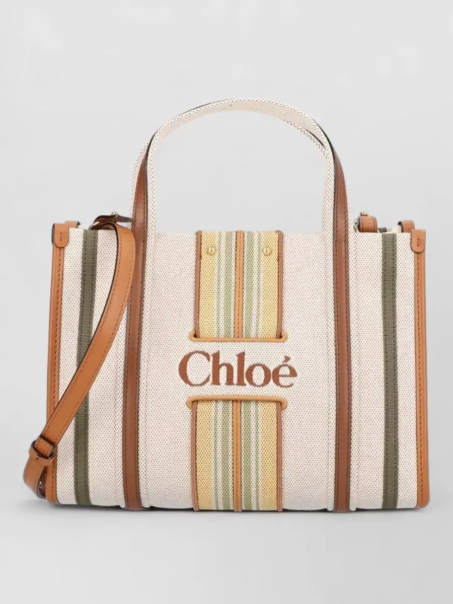 Borsa tote Chloé Woody in beige, foto 2