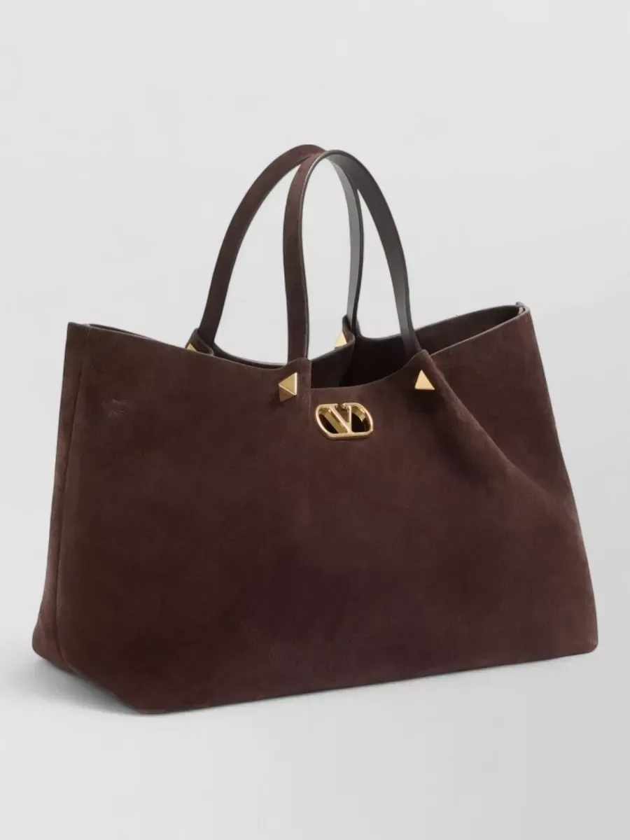 Valentino Garavani Studded Suede Tote in Brown, photo 1