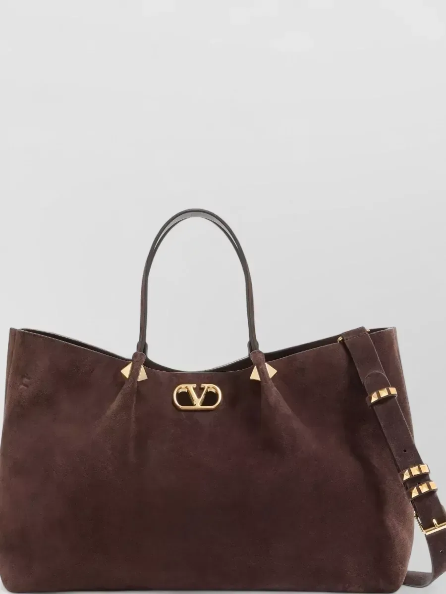 Valentino Garavani Studded Suede Tote in Brown, photo 2