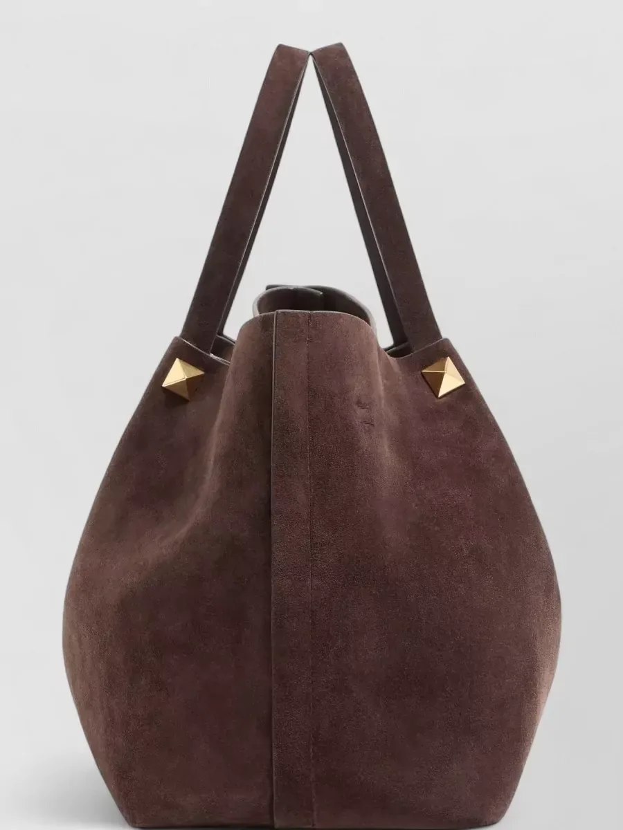 Valentino Garavani Studded Suede Tote in Brown, photo 3