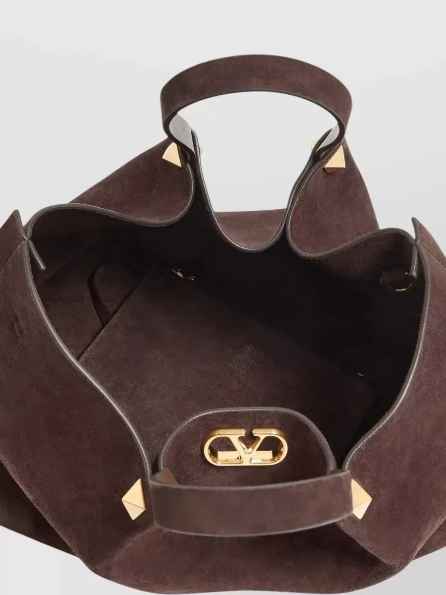 Valentino Garavani Studded Suede Tote in Brown, photo 4