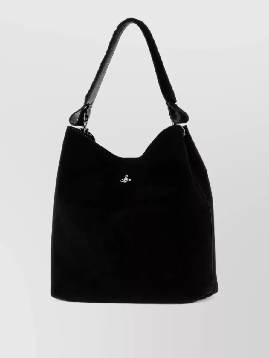 Mala tote Vivienne Westwood em pele de vitelo preta, foto 1