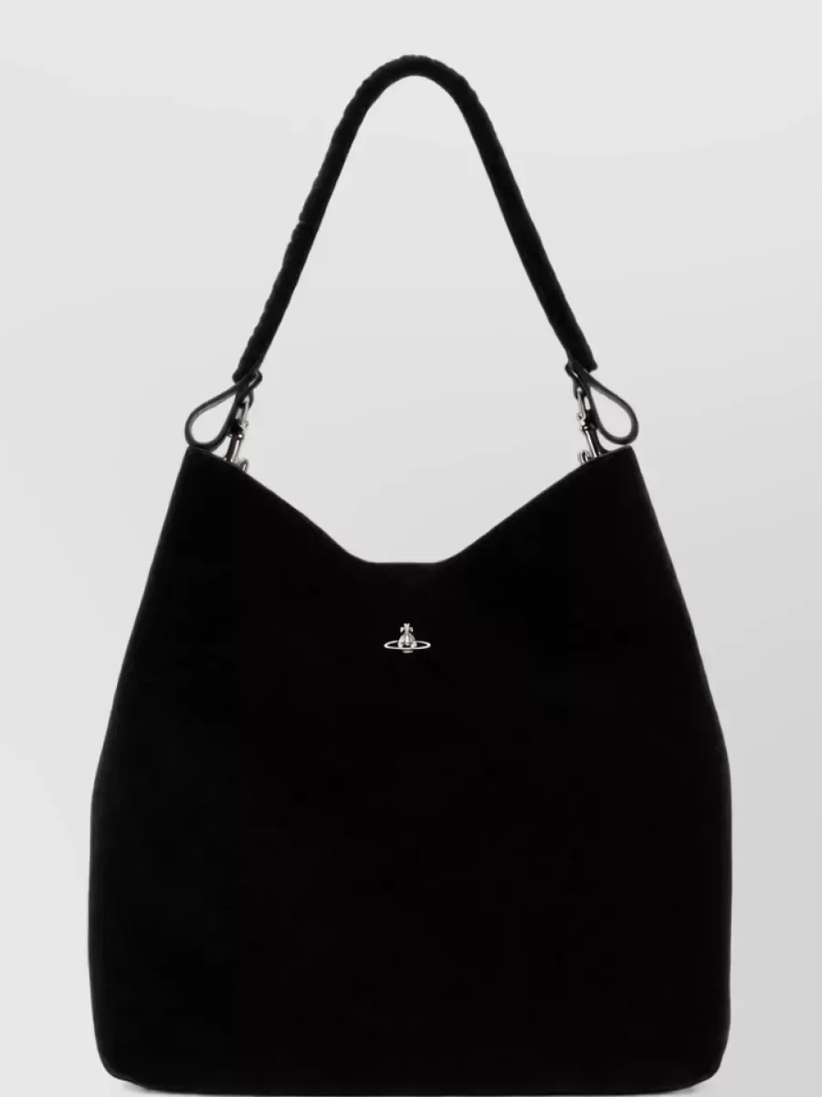 Mala tote Vivienne Westwood em pele de vitelo preta, foto 3