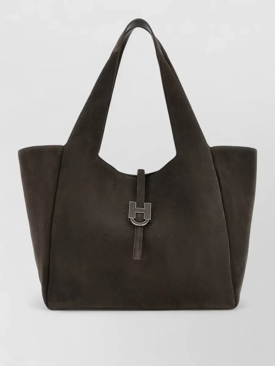 Cabas en cuir Hogan marron, photo 1