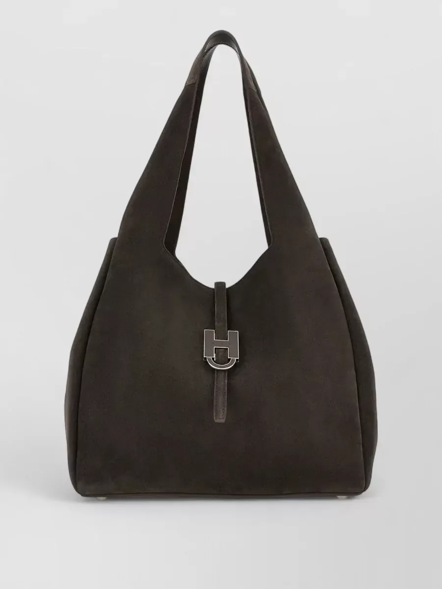 Cabas en cuir Hogan marron, photo 2