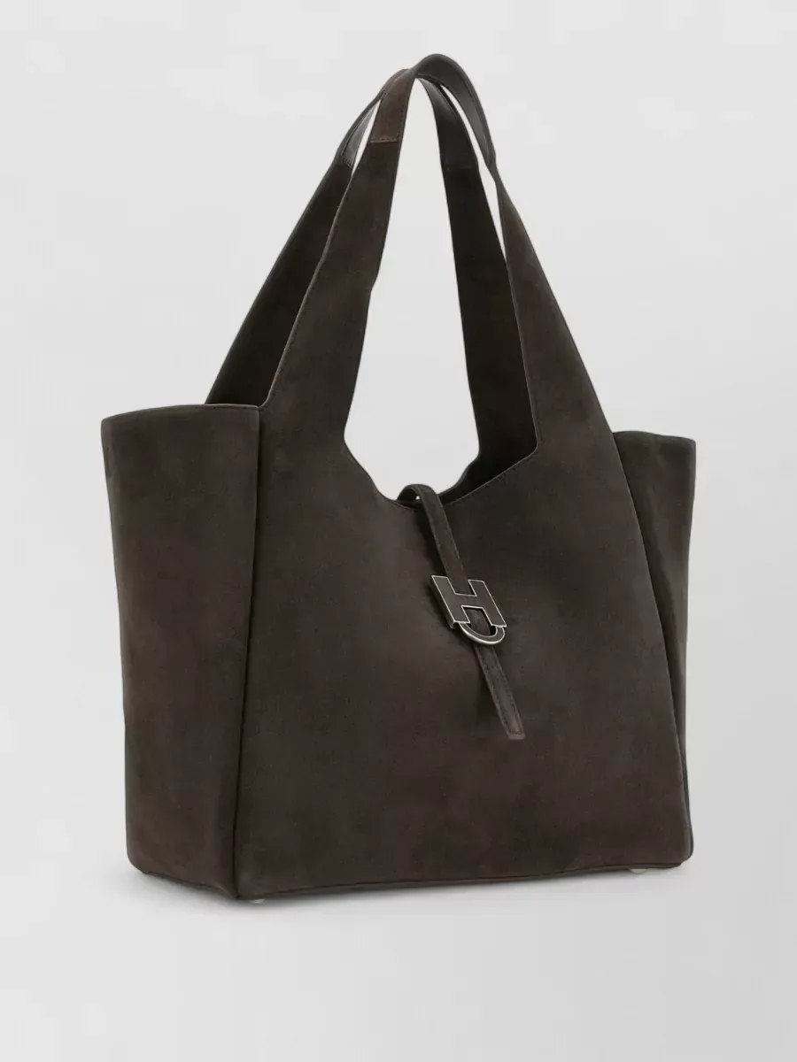 Cabas en cuir Hogan marron, photo 3