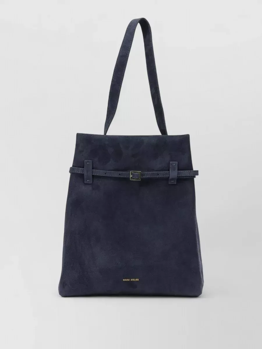 Manu Atelier cabas finition daim en bleu marine, photo 1