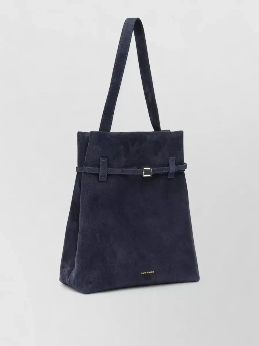 Manu Atelier cabas finition daim en bleu marine, photo 3
