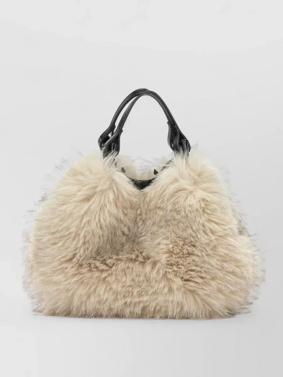 Gianni Chiarini Faux Fur Tote in Beige, photo 1