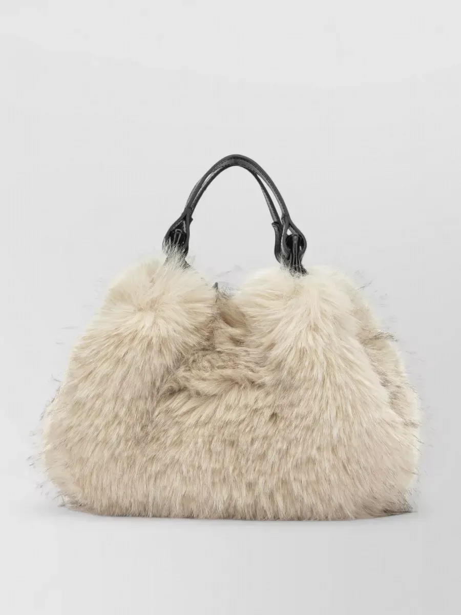 Gianni Chiarini Faux Fur Tote in Beige, photo 2