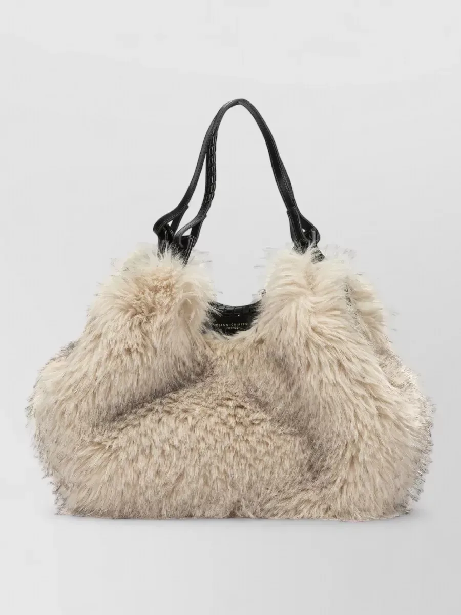 Bolso de hombro Gianni Chiarini de pelo sintético en beige, foto 2