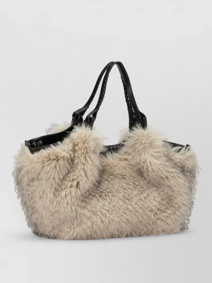 Bolso de hombro Gianni Chiarini de pelo sintético en beige, foto 3