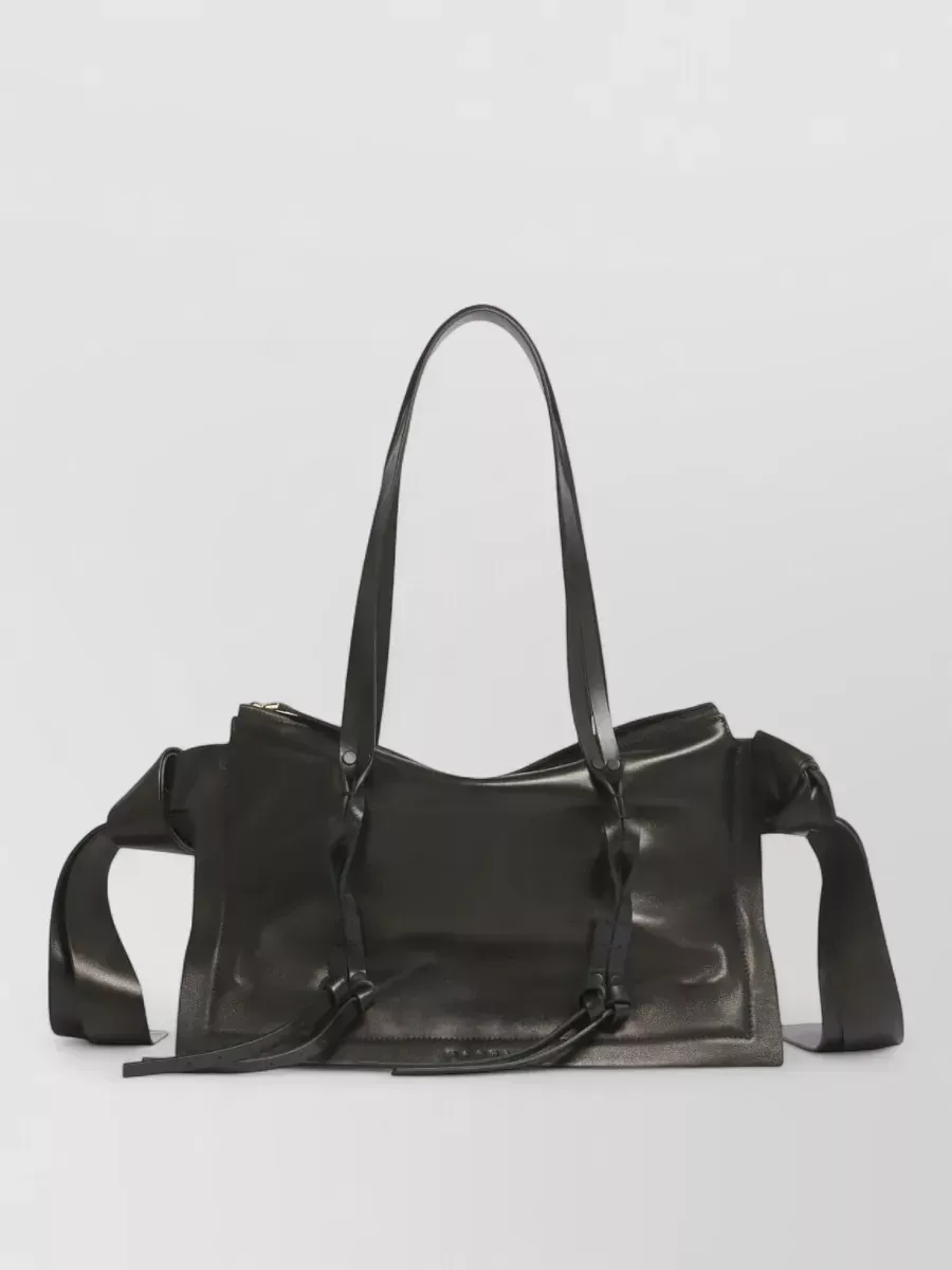 Marni Small Leather Tote in nero, foto 1