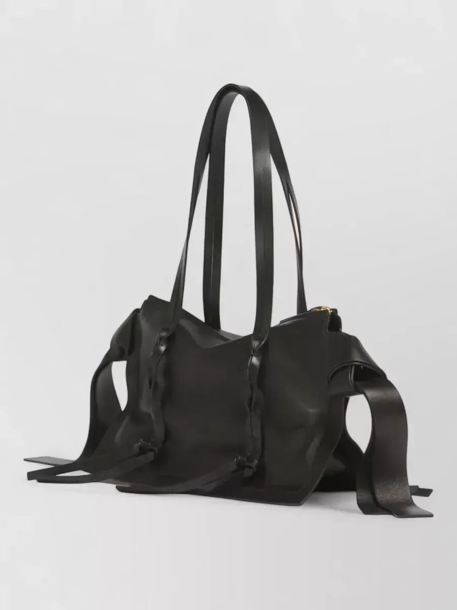 Marni Small Leather Tote in nero, foto 3
