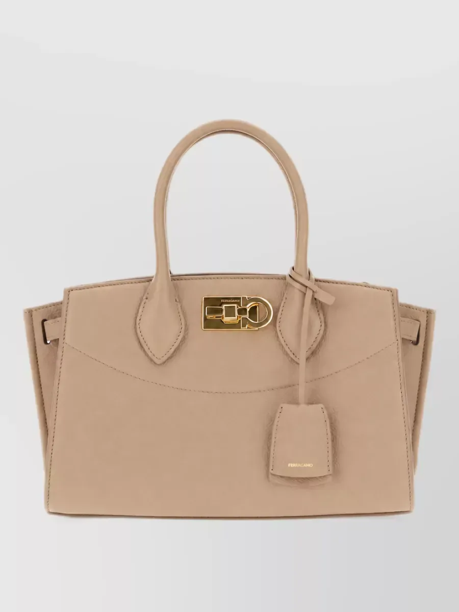 Ferragamo Leather Tote in Taupe, photo 1